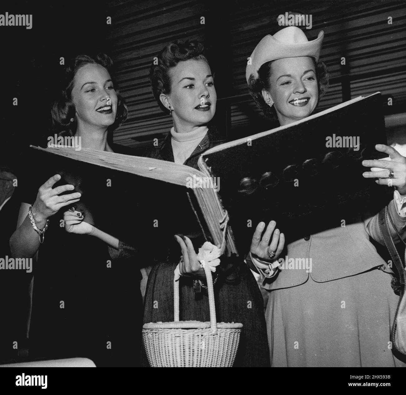 Barbara Britton, Gale Ham and Dale Wan. November 23, 1954 Stock Photo ...
