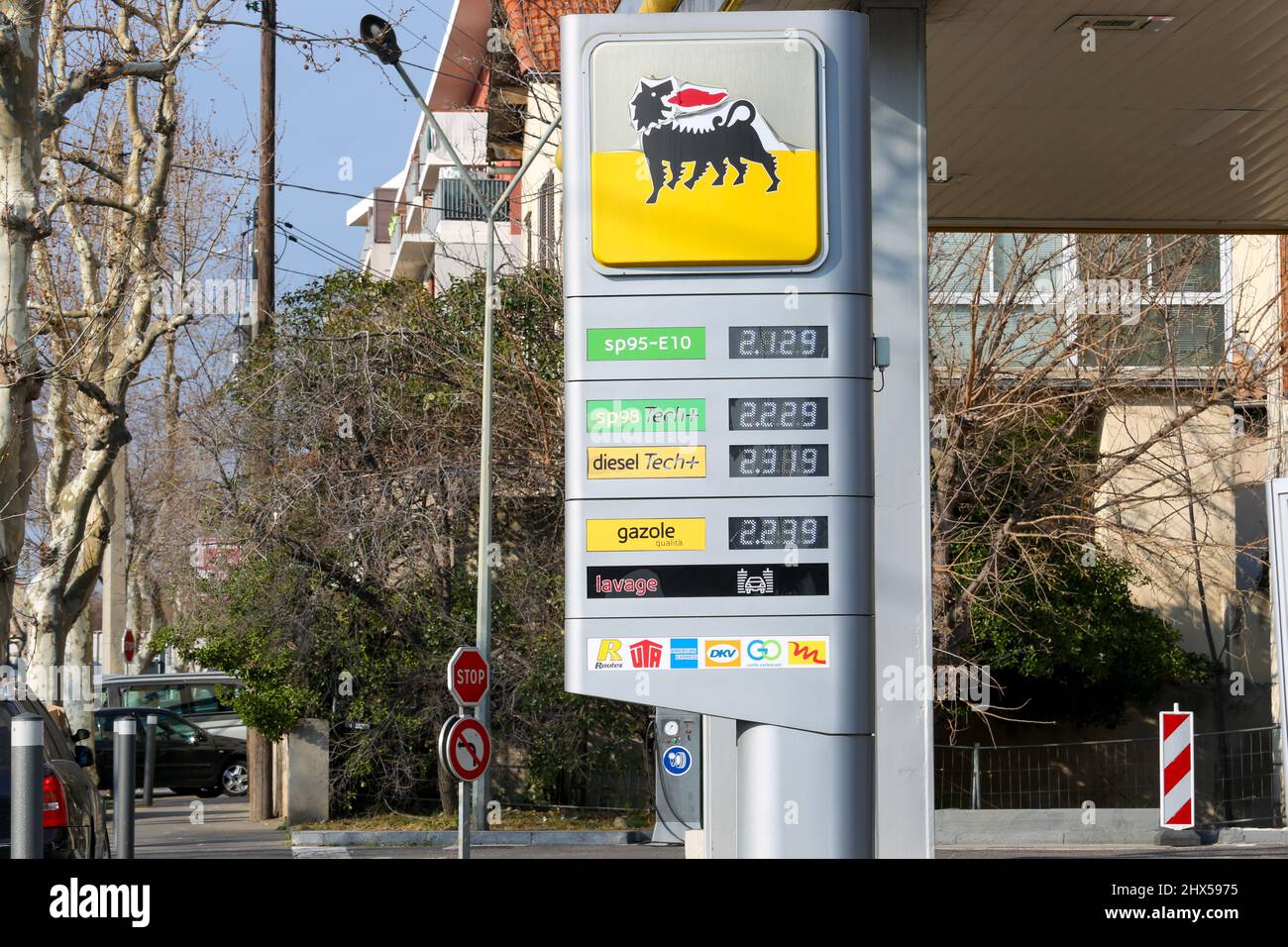 Marseille, France. 09th Mar, 2022. Fuel prices in France have reached