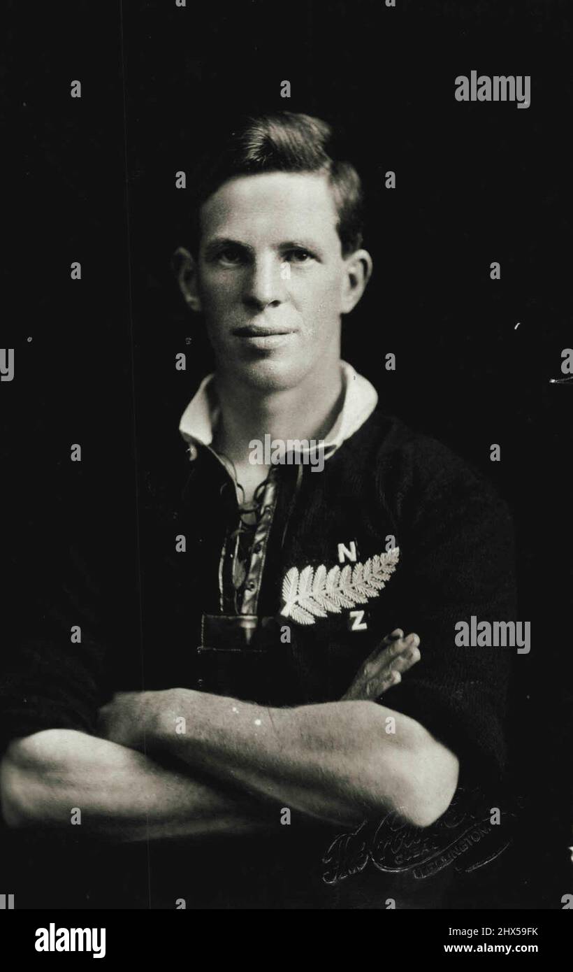 N.Z. Rugby Union, 1930. Mark Nicholls, a clever five-eighth and astute captain. July 21, 1948. Stock Photo