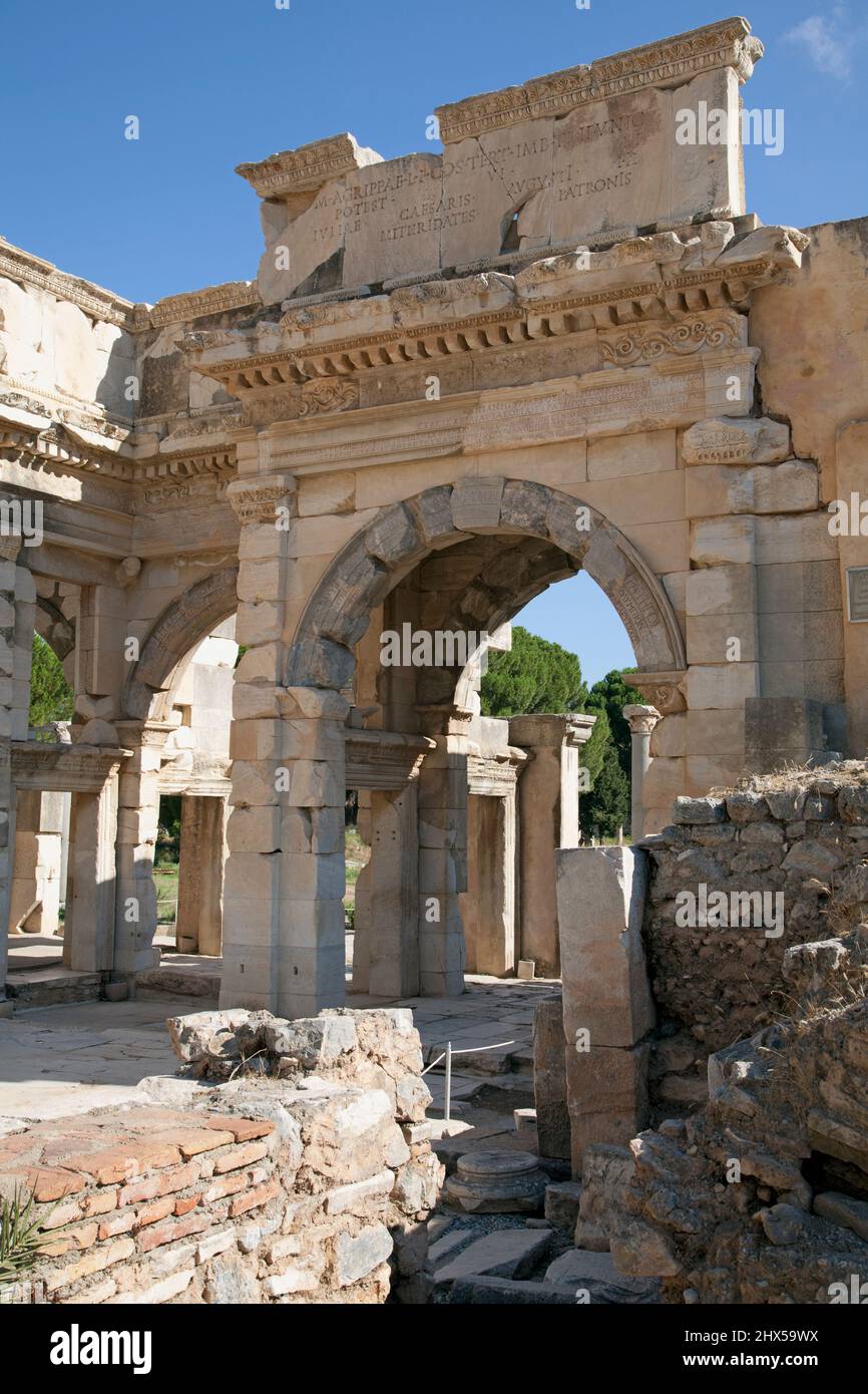 Turkey, Ephesus, near Selcuk, Gate of Augustus Stock Photo