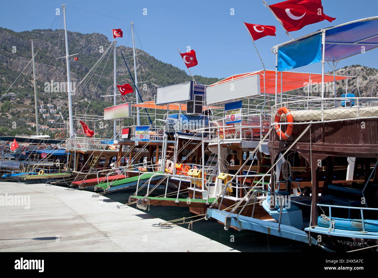 Turkey, near Marmaris, Turunc, tourboats Stock Photo