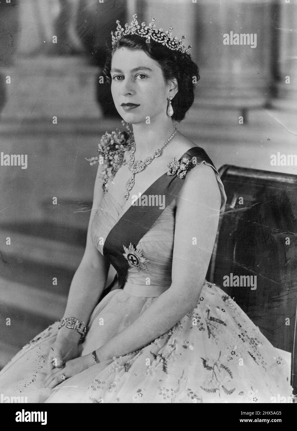 RoyaltyBrit Queen Elizabeth Ports. February 1, 1954 Stock Photo