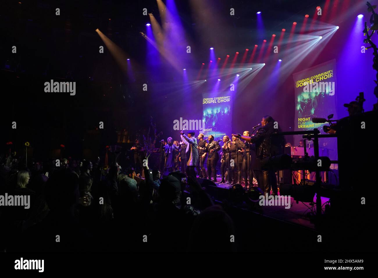Gospel Choir Christmas Concert 2022 London Community Gospel Choir On Stage At The Night For Ukraine Concert At  Roundhouse, North London, In Aid Of The Disasters Emergency Committee (Dec)  Fundraiser To Provide Aid To People Fleeing Ukraine.