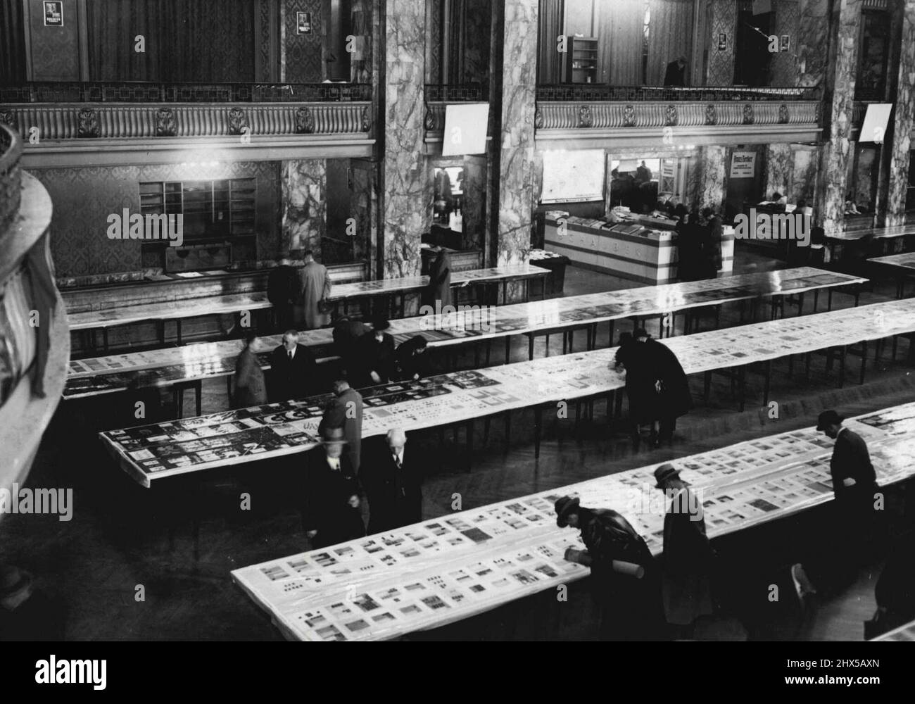 Stamp-exhibition in Berlin -- On 16th April the exhibition 'The German stamps' was opened in Berlin. T.P.S. a view of the exhibition rooms. May 31, 1937. Stock Photo