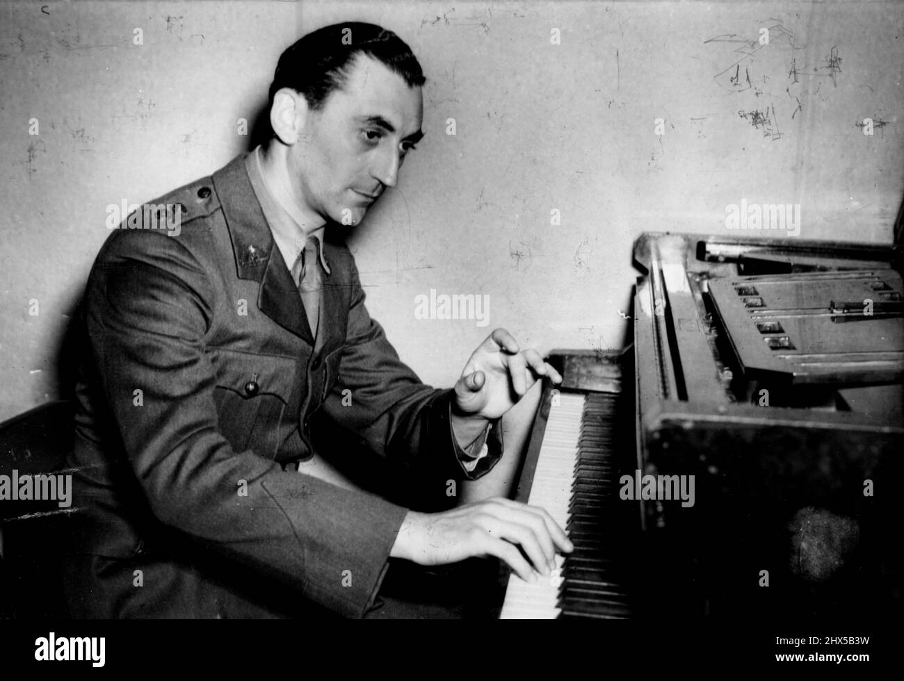 Stern, intense, Isador Goodman's in Classical mood plays Beethoven's Appassionata. March 15, 1953. Stock Photo