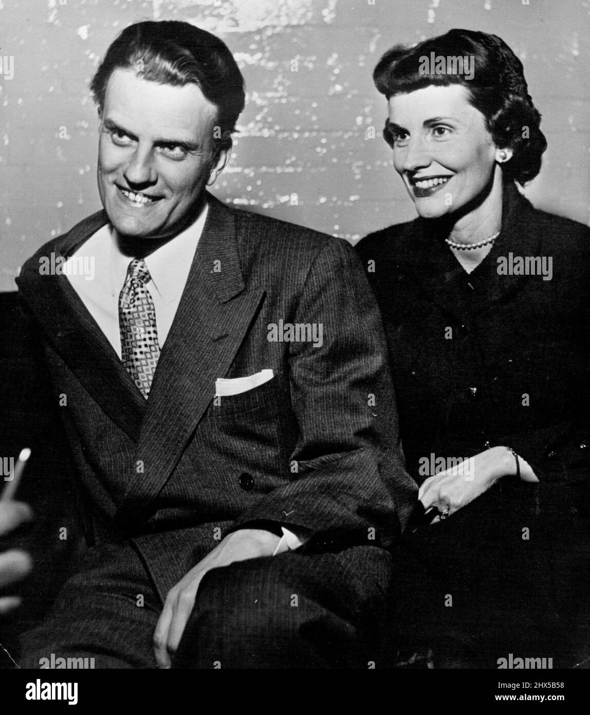 DR. And Mrs. Billy Graham -- The famous American Evangelist Photographed with his wife; before their Marriage, in 1943, She have three Daughters. November 30, 1954. (Photo by Max Elhert, Camera Press) Stock Photo