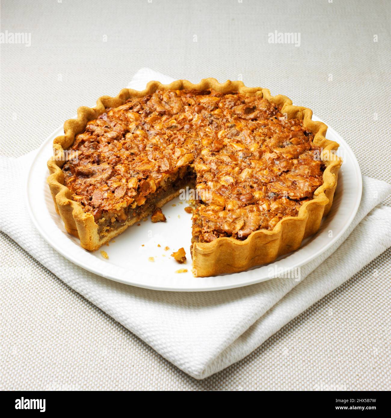 Three nut pie Stock Photo Alamy