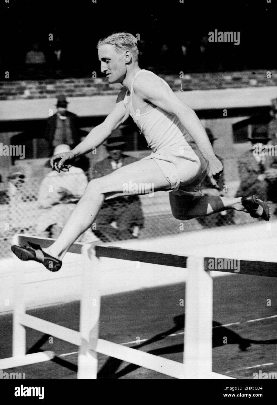 Prominent Athletes who will represent Great Britain in the Olympic Games at Los Angeles. Lord Burghley, the famous hurdler, and Captain of the team. Lord Burghley, formerly England's Hurdle star, now keen administrator. December 8, 1932. (Photo by Sports & General Press Agency, Ltd.). Stock Photo