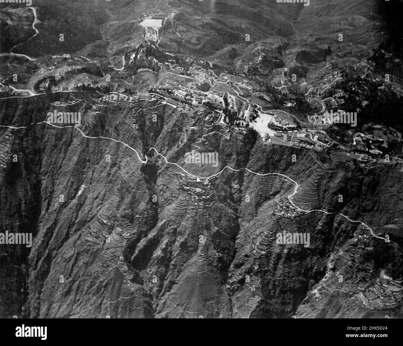 Houston Mount Everest Flight -- Aerial view of Darjeeling taken from 13,800ft. Darjeeling itself is 8,000ft. above sea level. May 22, 1933. Stock Photo