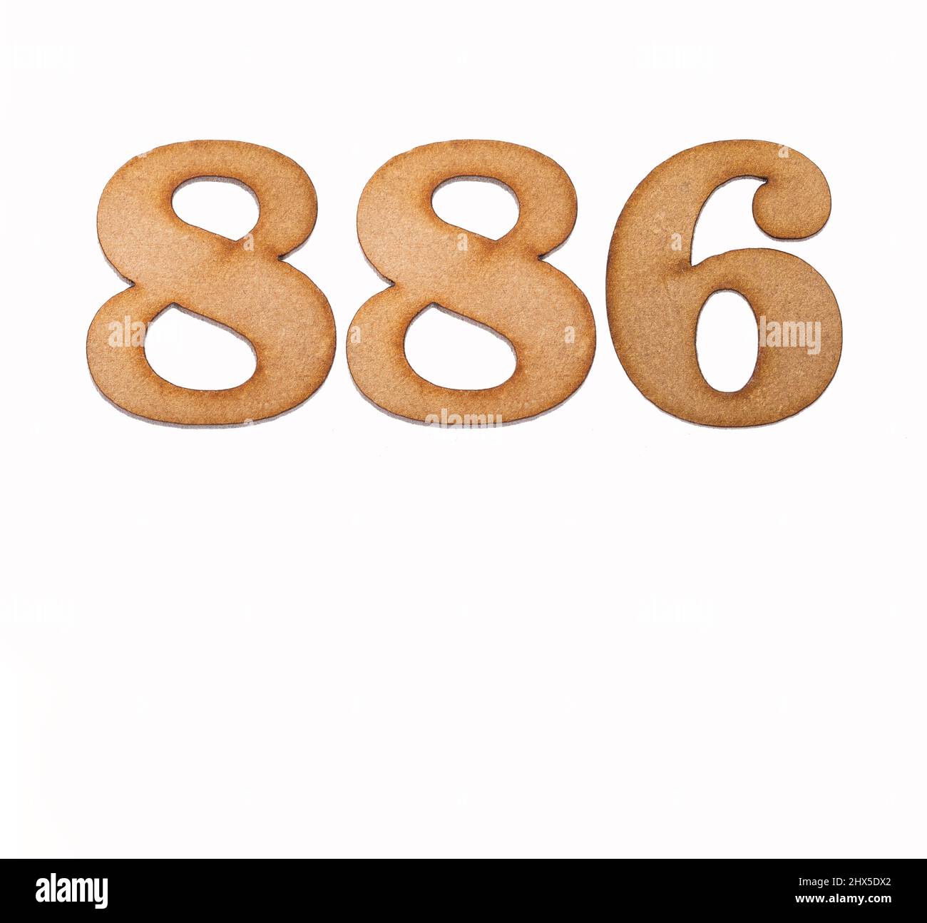 Number 886 - Piece of wood isolated on white background Stock Photo - Alamy