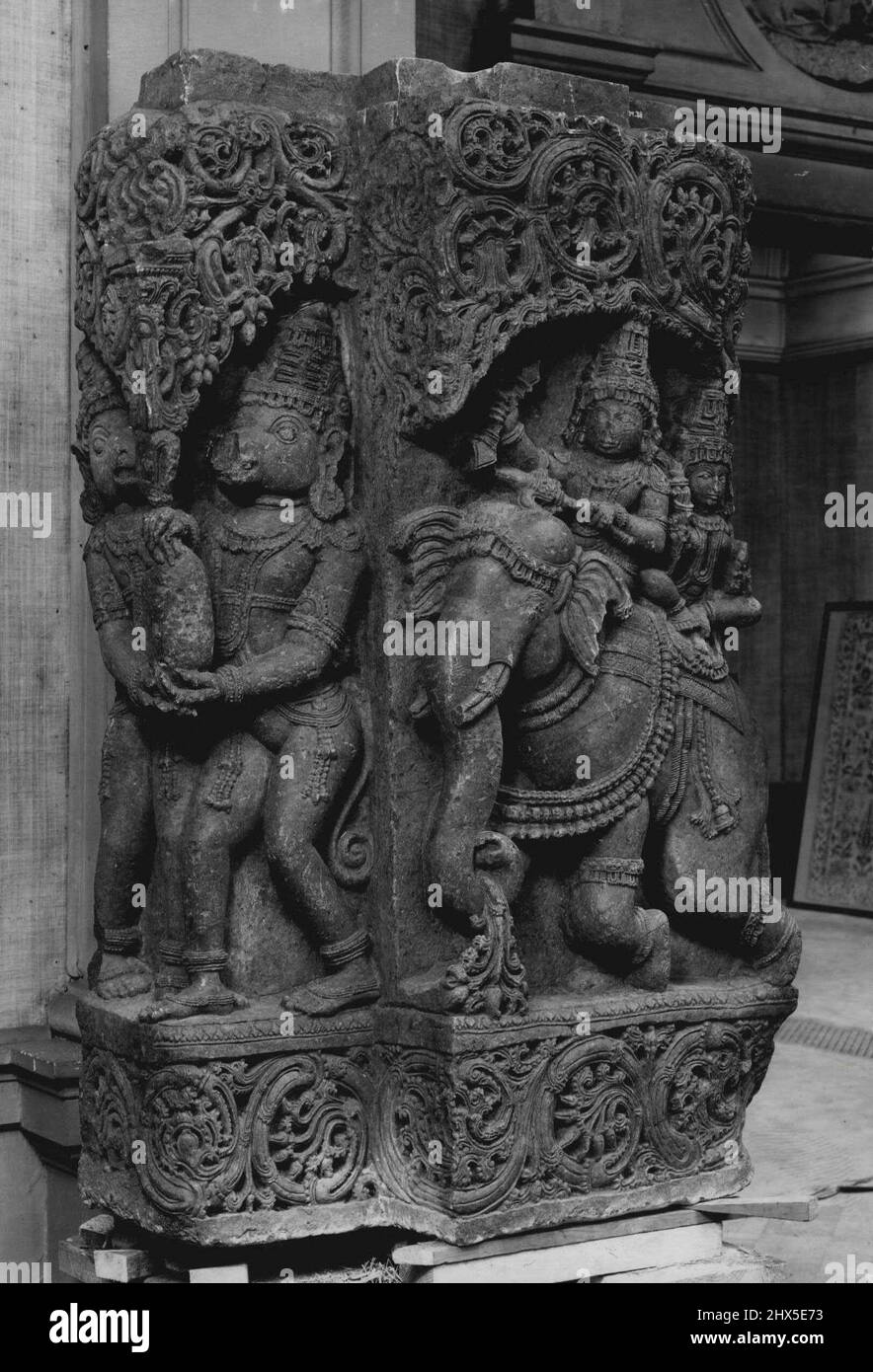 Indian Art. Ancient Carving. March 15, 1948. (Photo by Larkin Bros. Ltd
