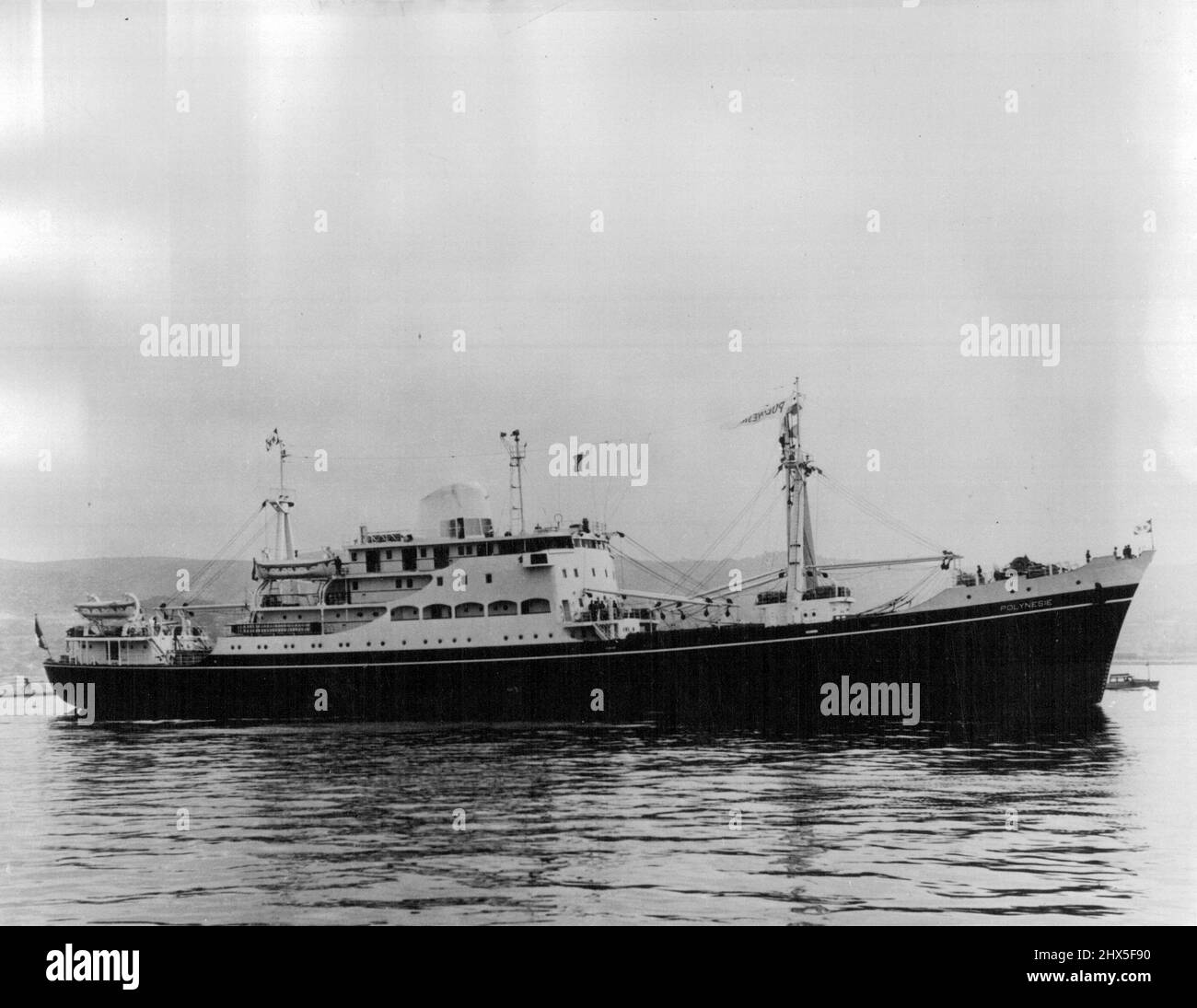 The Polynesie new ship of the 'Messageries Maritimes' which is due to come on 25th July 19th on her maiden voyage. July 26, 1955. Stock Photo