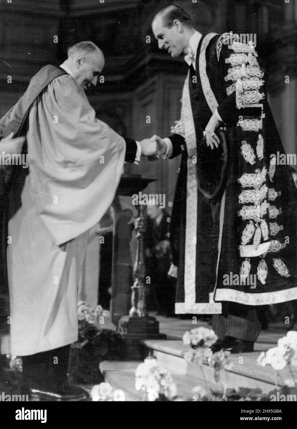 Duke of Edinburgh - Robes in. November 13, 1953. (Photo by Planet News Ltd.). Stock Photo