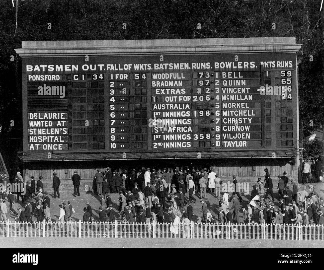 Score Boards. January 6, 1932. Stock Photo