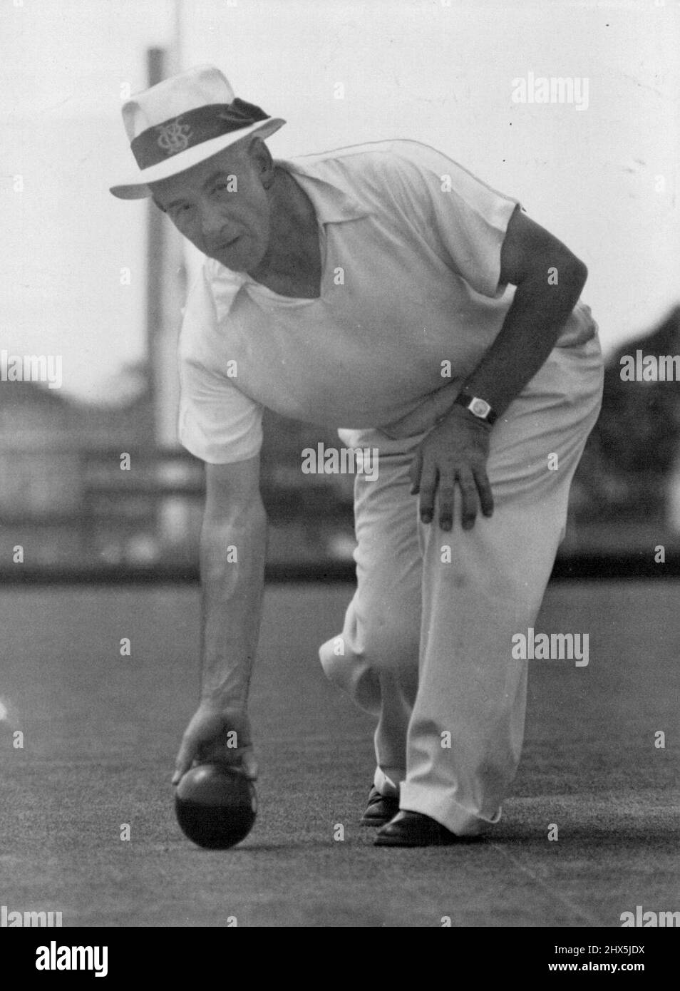 Bowls. At the Sydney Bowling green Guigni of young. March 03, 1949. Stock Photo