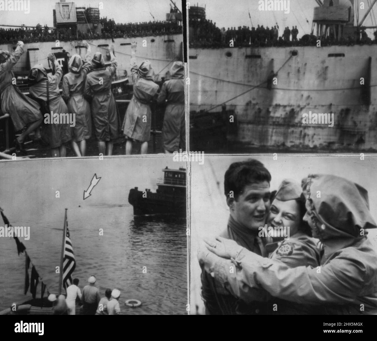 Soldier Swims For A Kiss -- When WACs aboard a welcoming tug shouted ...