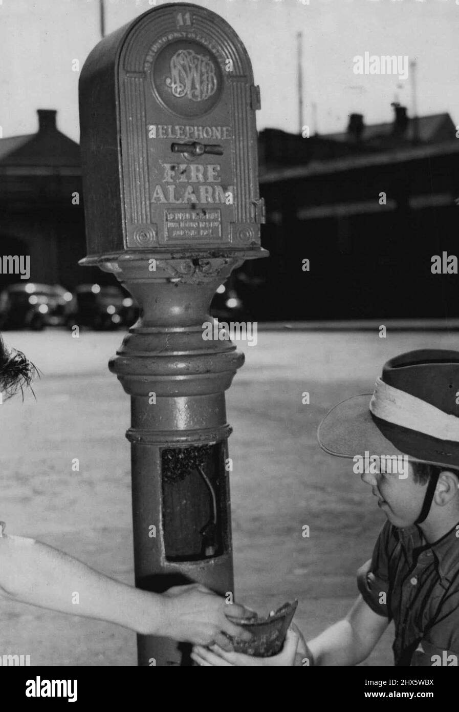 ***** Fire alarm box Darlinghurst. December 6, 1946. Stock Photo