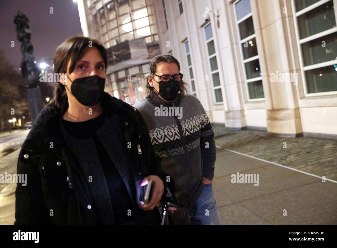 Ralph Joseph Celentano III departs Brooklyn Federal Court after being charged in connection with the riot at the U.S. Capitol on January 6, 2021, in the Brooklyn borough of New York, U.S. March 9, 2022. REUTERS/Andrew Kelly Stock Photo