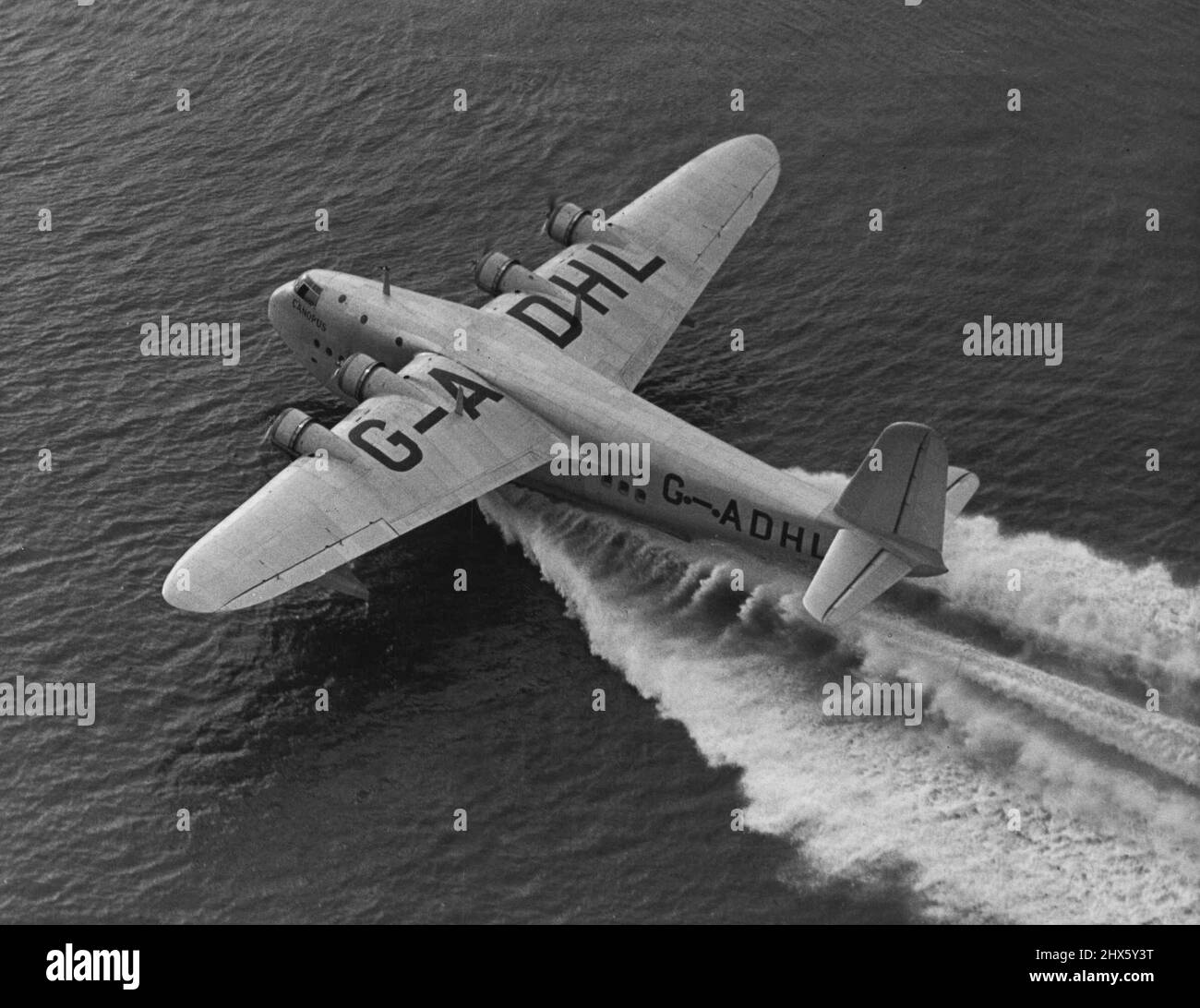 The Imperial Airways new Empire Flying-boat 'Canpous' taking off. December 7, 1936. (Photo by Flight).;The Imperial Airways new Empire Flying-boat 'Canpous' taking off. Stock Photo