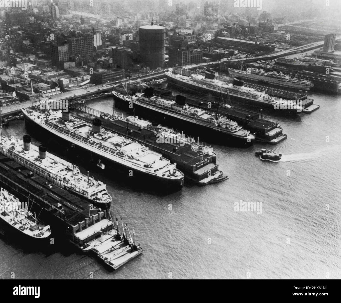 Liners Line Waterfront Here was an unusual sight along the Hudson