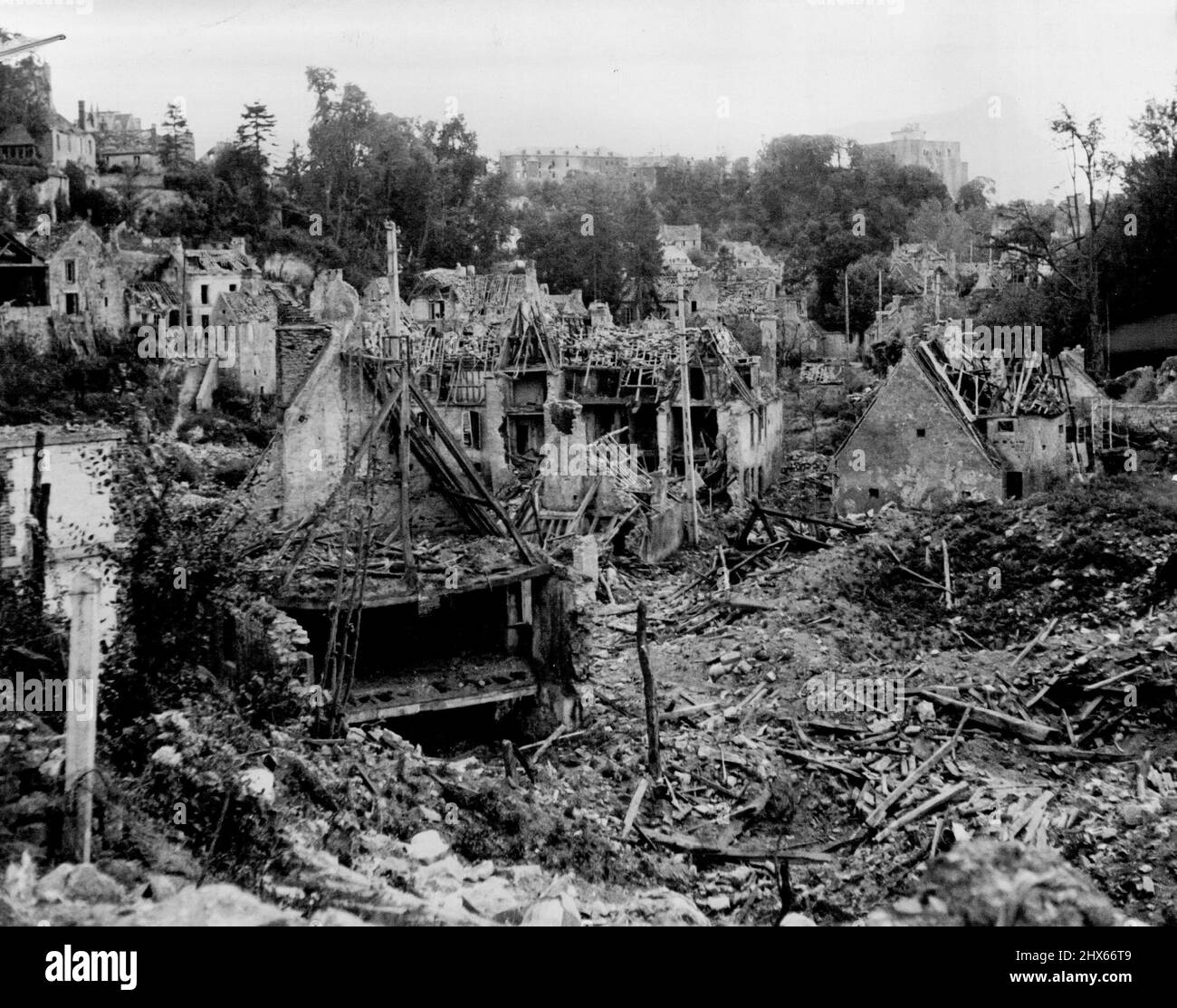 Accurate Allied bombing laid waste to this section of a French city which the Germans defended vigorously but in vain. October 2, 1944. (Canadian Army - W.I.B.). Stock Photo