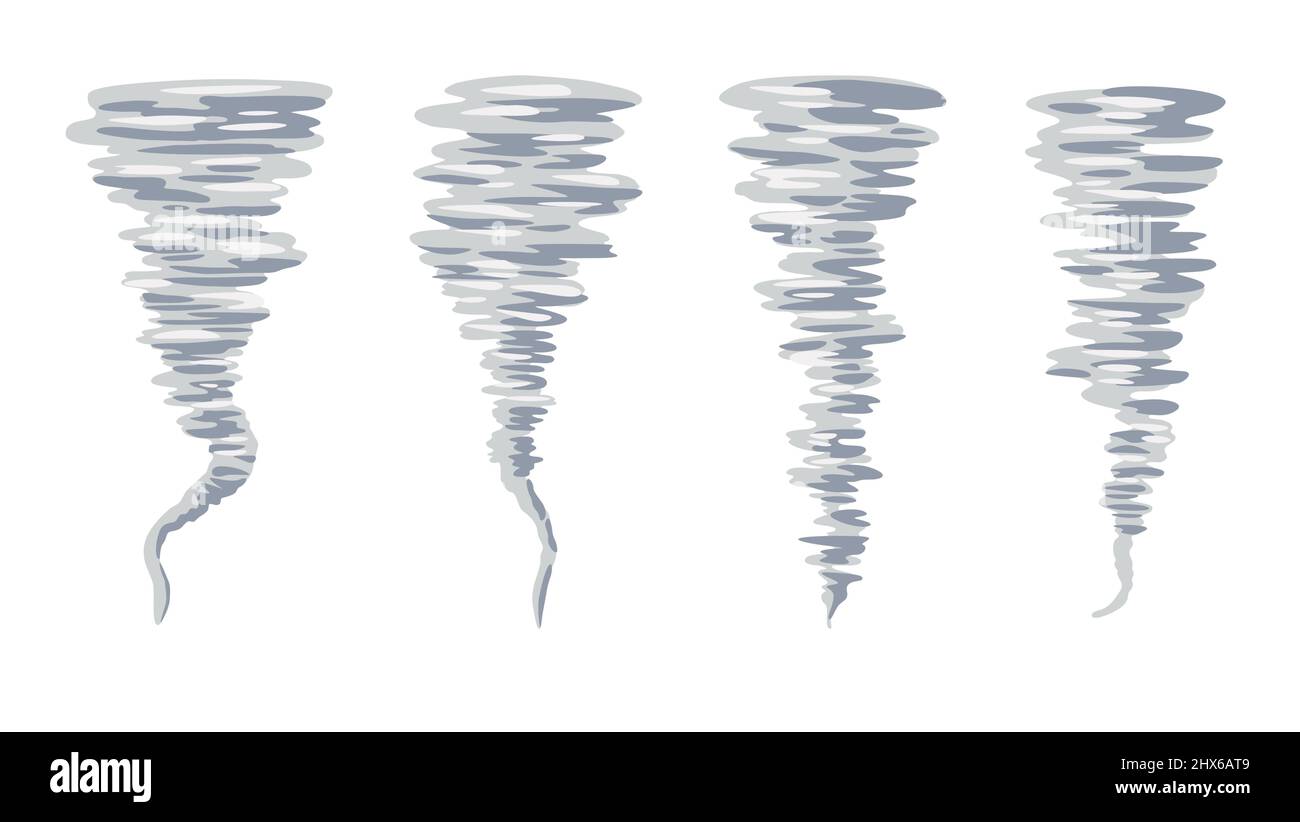 Set of tornado swirls. Vector cartoon hand drawn illustration Stock ...