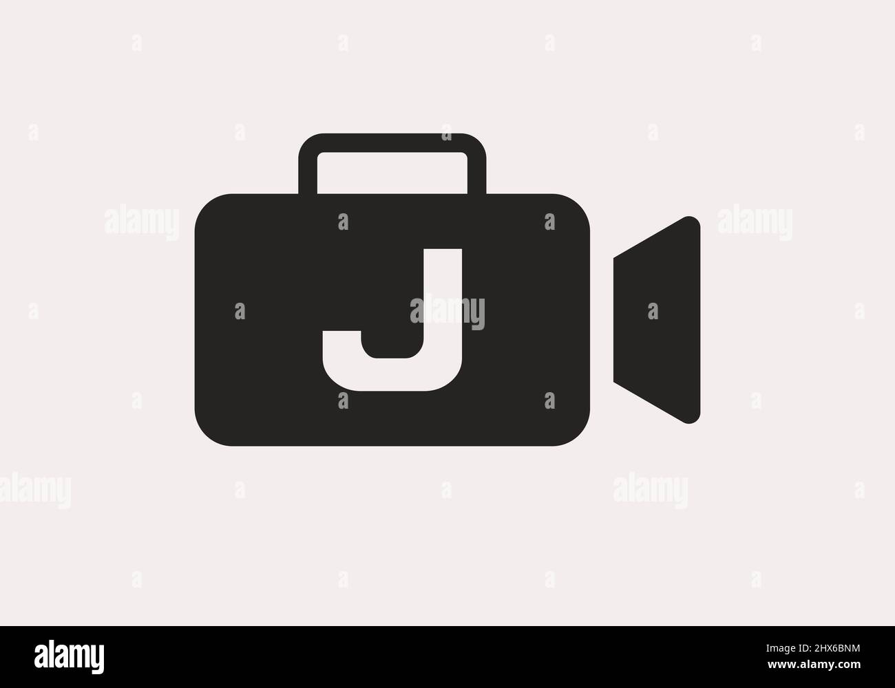 Cinema Film and Videography Logo On Letter J Design Template. Initial Letter J with Film Video Camera Logo Design Stock Vector