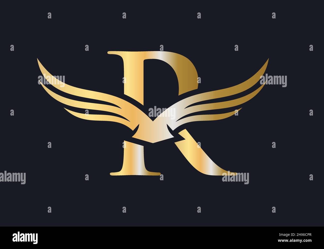 R Letter Wing Logo Design. Initial Flying Wing R Letter Logo. Letter R