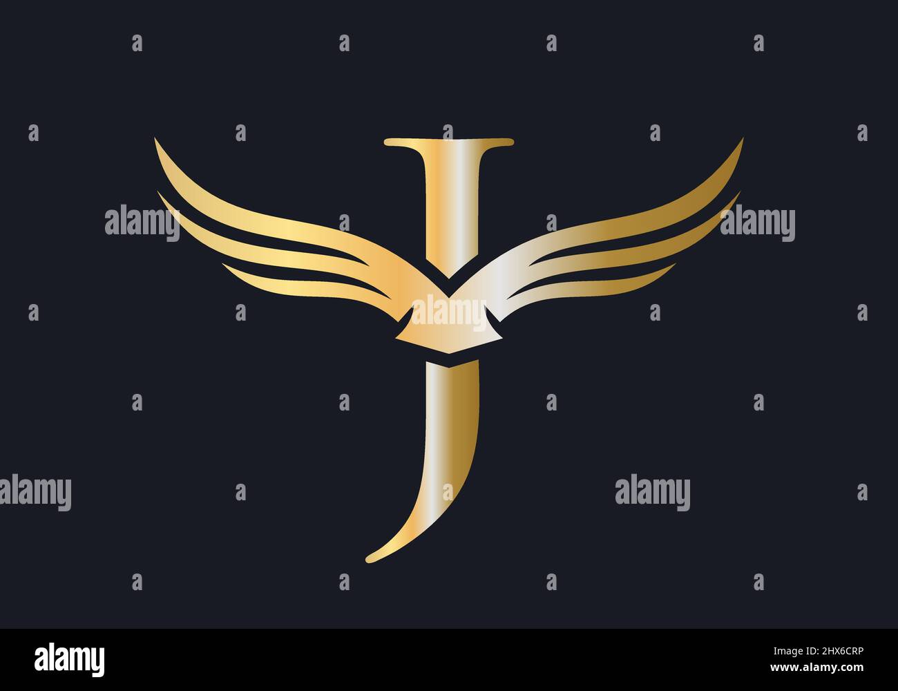 J Letter Wing Logo Design. Initial Flying Wing J Letter Logo. Letter J
