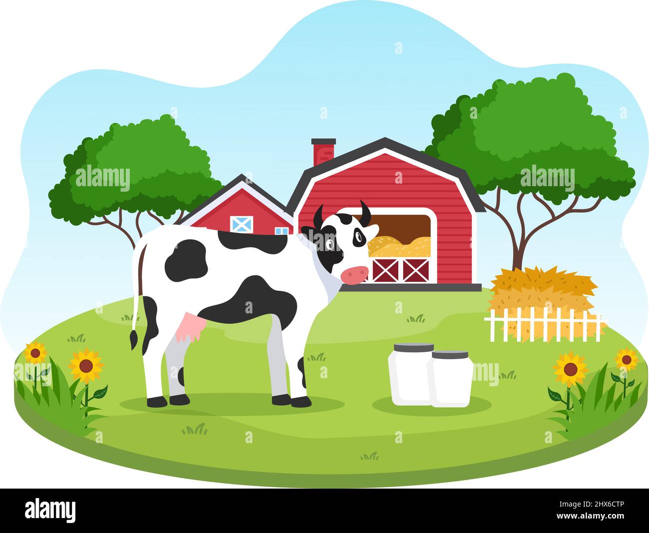 Dairy Cows Pictures with a View of a Meadow or a Farm in the ...