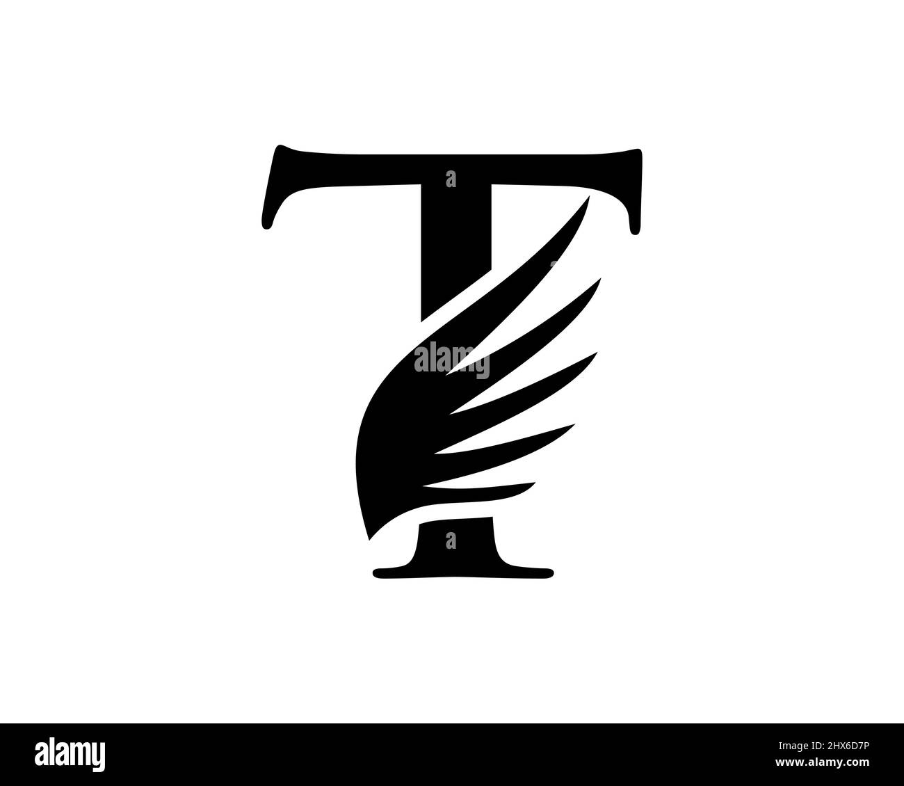 T Letter Wing Logo Design. Initial Flying Wing T Letter Logo. Letter T