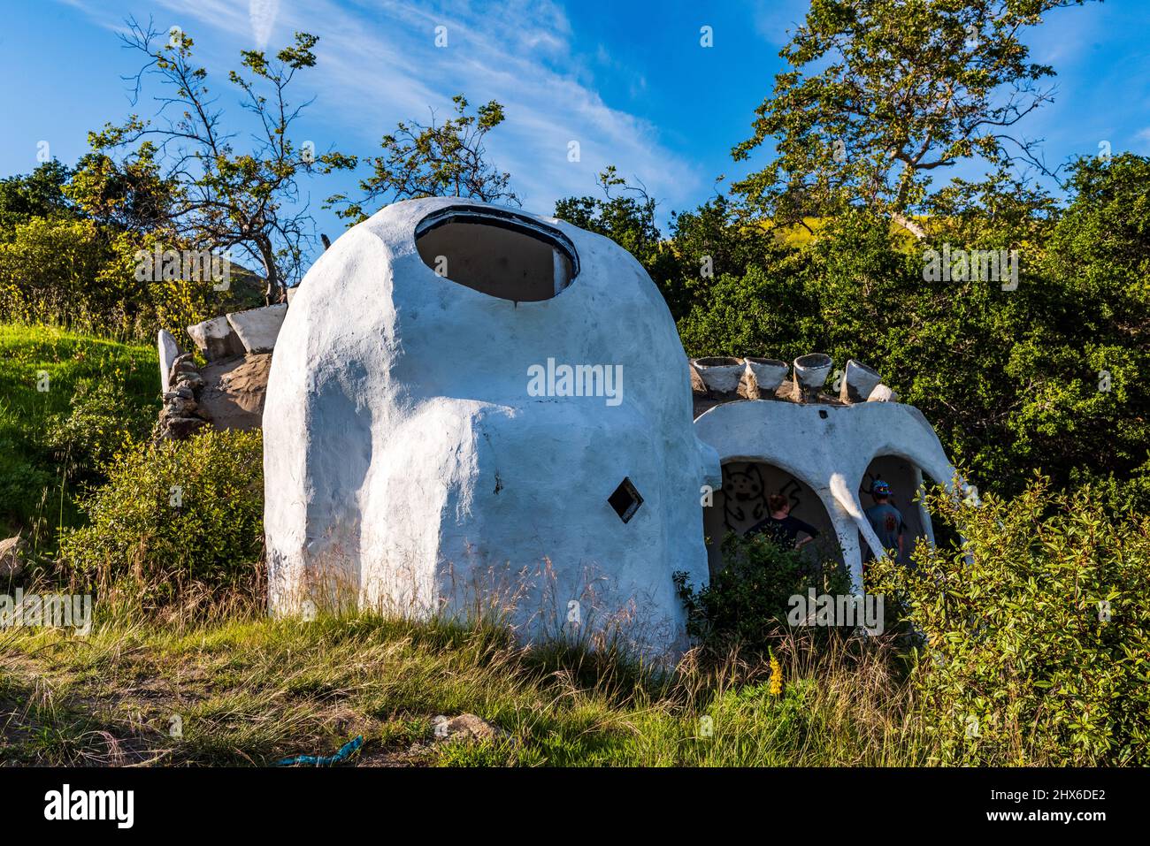 San Luis Obispo, CA /USA - April 2, 2016: Round house structure at Cal Poly Architectural Graveyard. Stock Photo