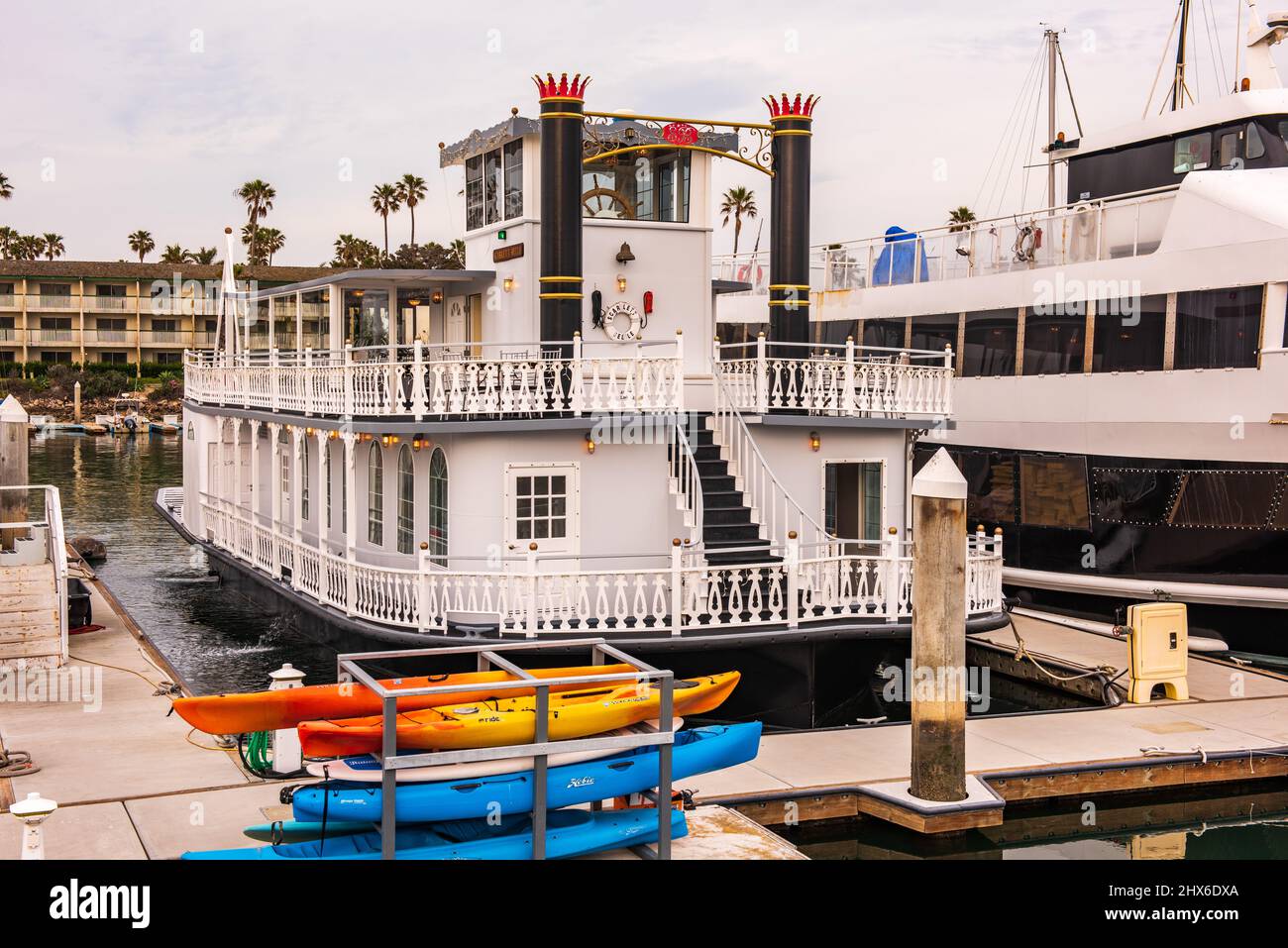 Oxnard, CA /USA - April 6, 2016: Scarlette Belle Riverboat of Channel Islands Harbor Cruises in Oxnard, California. Stock Photo