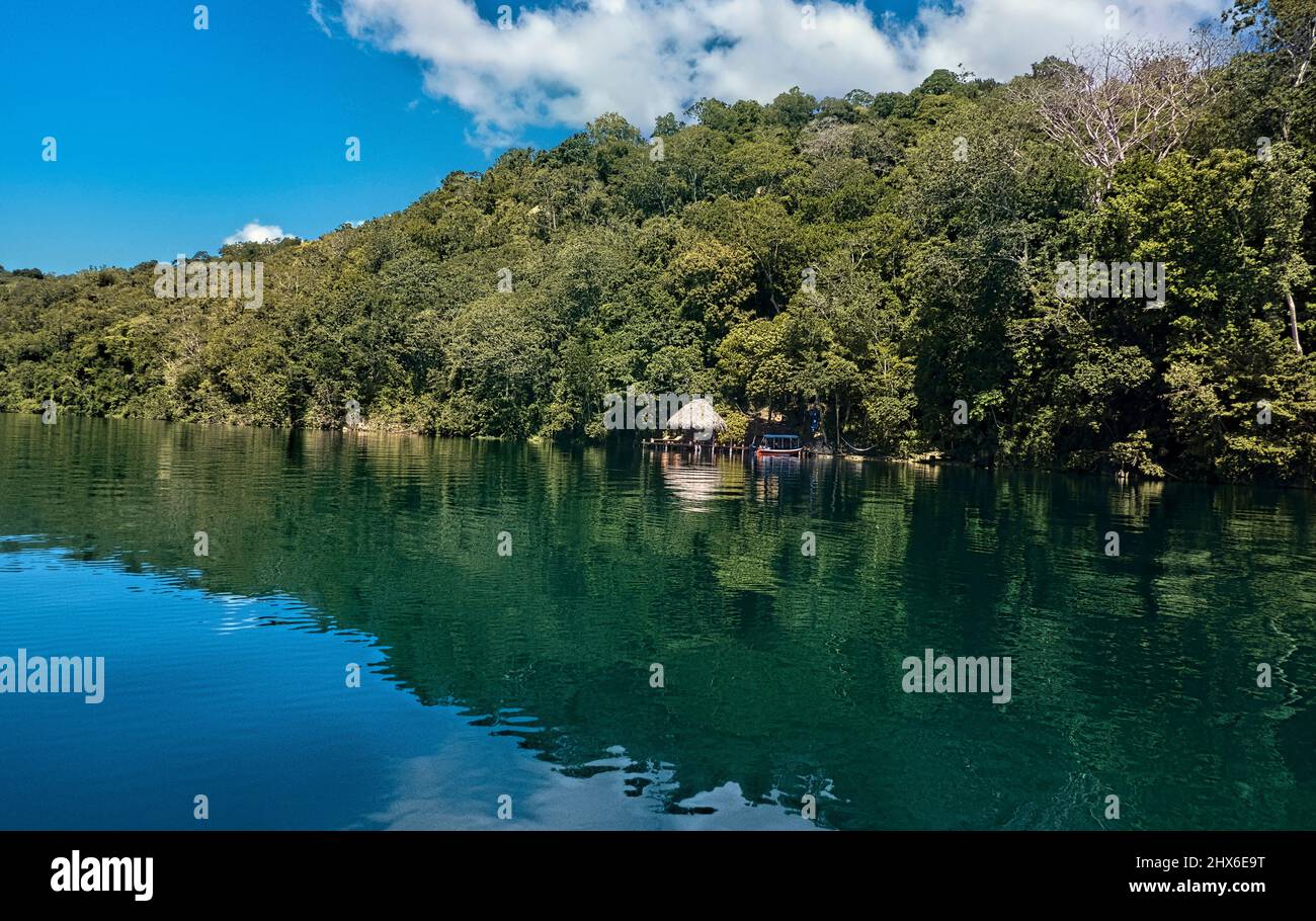 Hideaway resort surrounded by lake and jungle, Lake Peten Itza, El