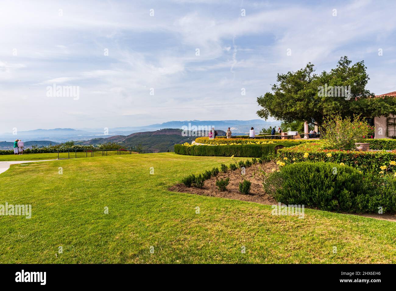 Simi Valley, CA /USA - April 6, 2016: Spring garden path at the Ronald Reagan Library in Simi Valley, California. Stock Photo