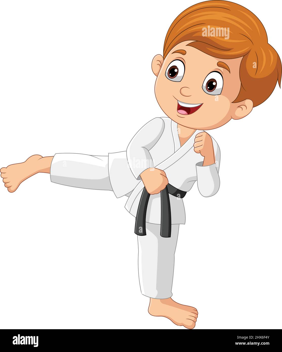 Cartoon little boy training karate Stock Vector Image & Art - Alamy