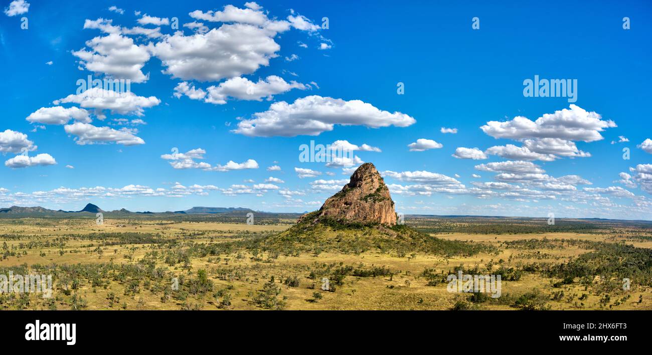 Aerial of Wolfang Peak near Moranbah Central Queensland Australia Stock Photo