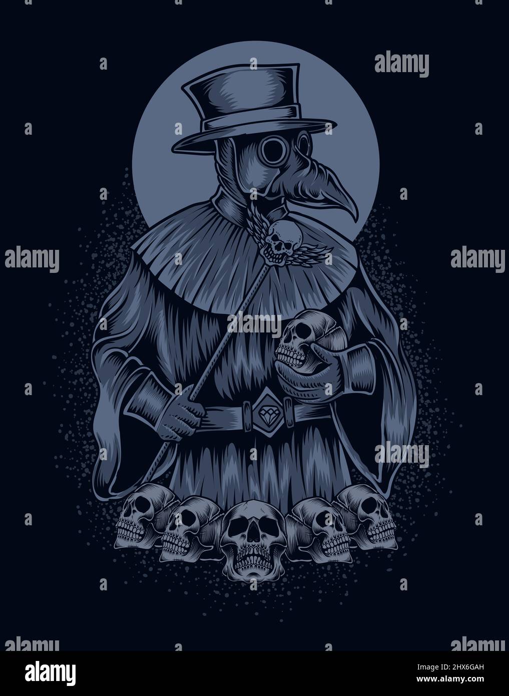 illustration scary plague doctor with skull Stock Vector Image & Art ...