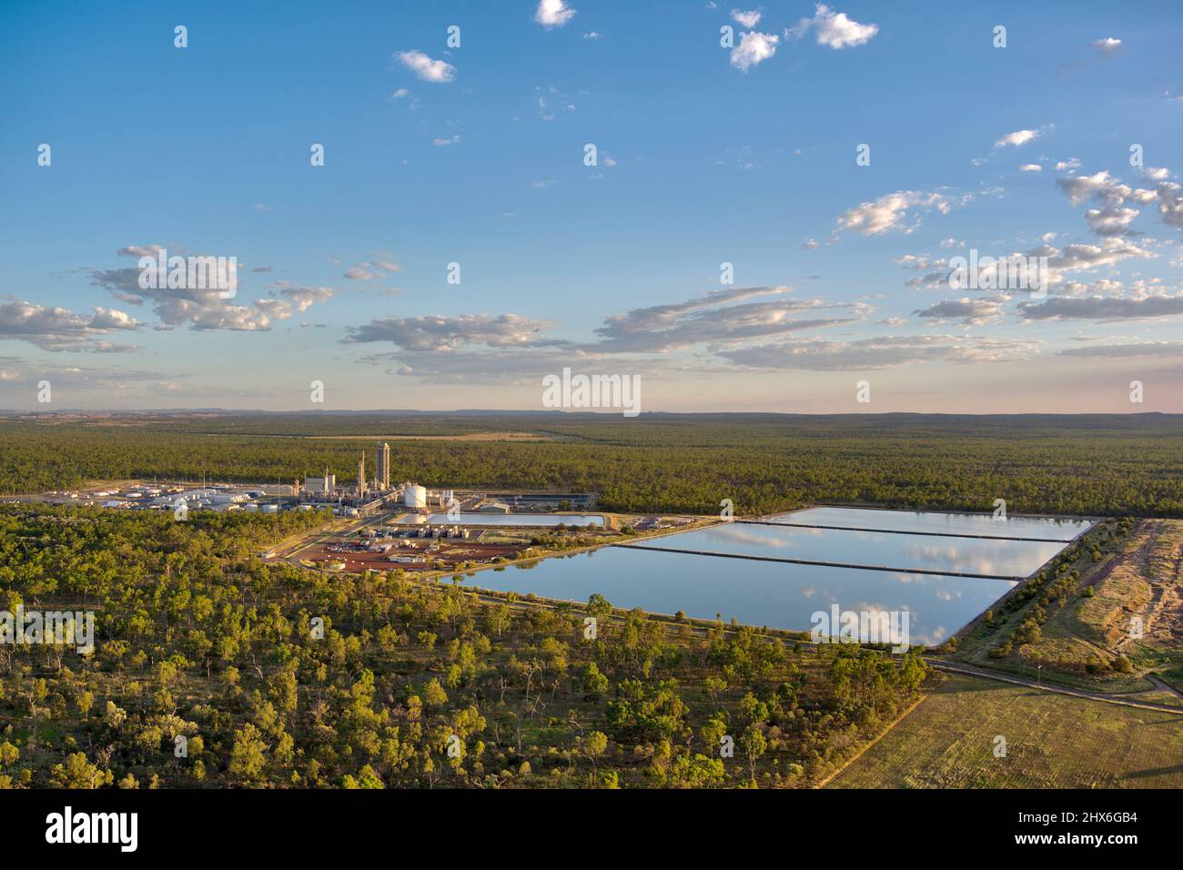 Aerial of the Dyno Nobel ammonium nitrate manufacturing factory site near Moranbah Queensland Australia Stock Photo