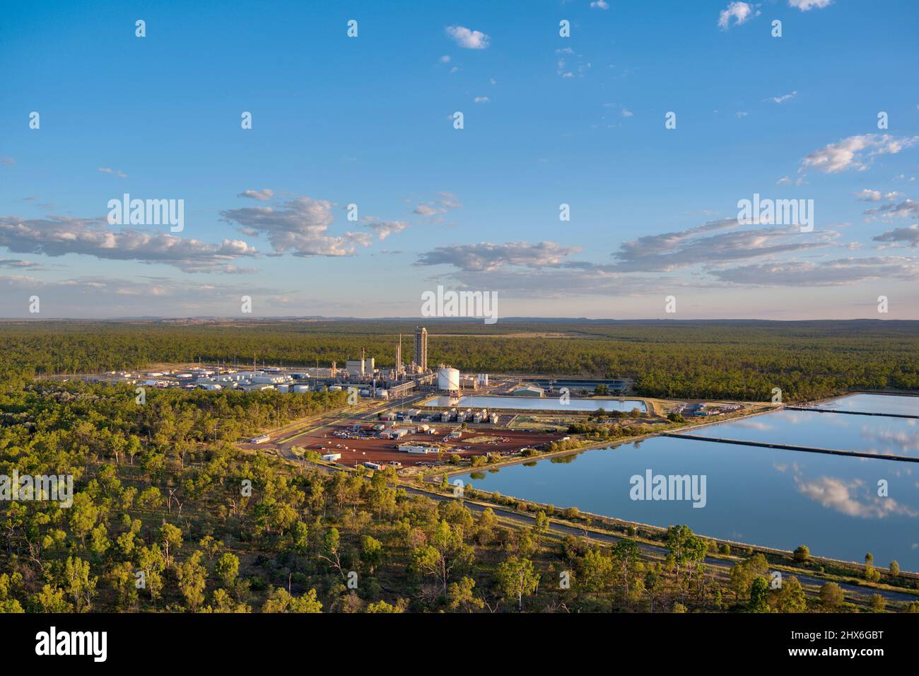 Aerial of the Dyno Nobel ammonium nitrate manufacturing factory site near Moranbah Queensland Australia Stock Photo