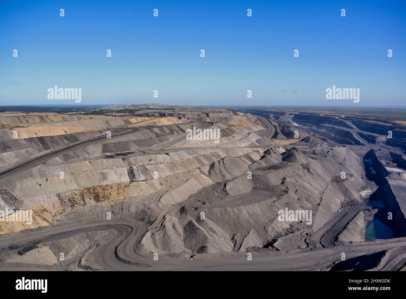 Aerial of Peak Downs open cut coal mine near Moranbah Central Queensland Australia Stock Photo