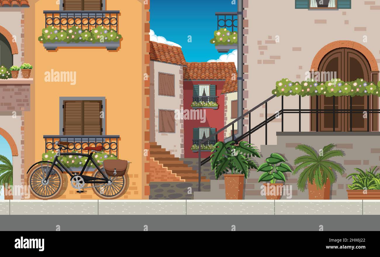 Scene with many buildings in city illustration Stock Vector Image & Art ...