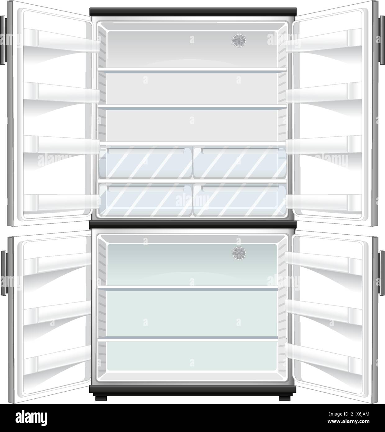 Refridgerator with opened door illustration Stock Vector