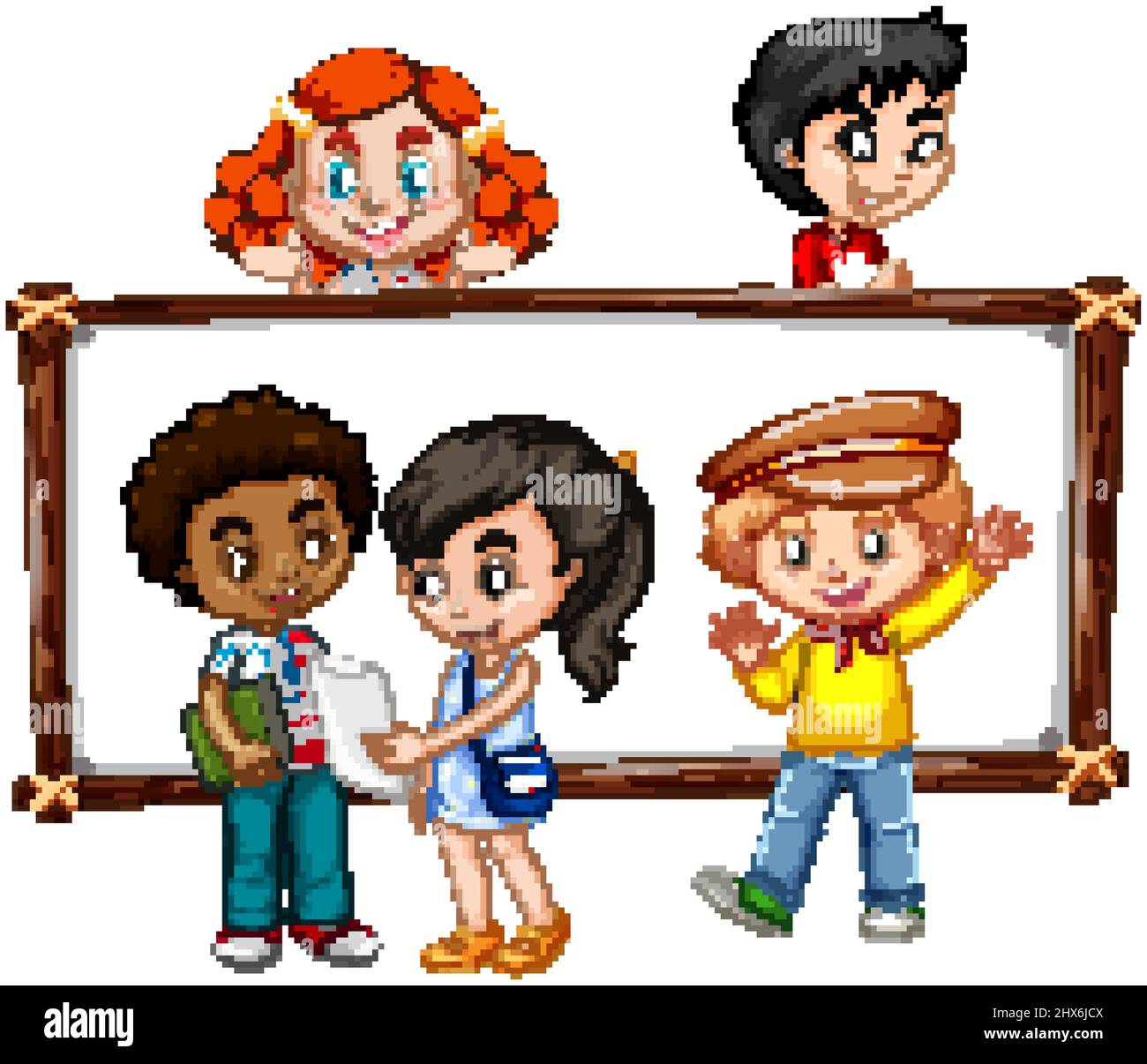 Board template with happy kids illustration Stock Vector Image & Art ...