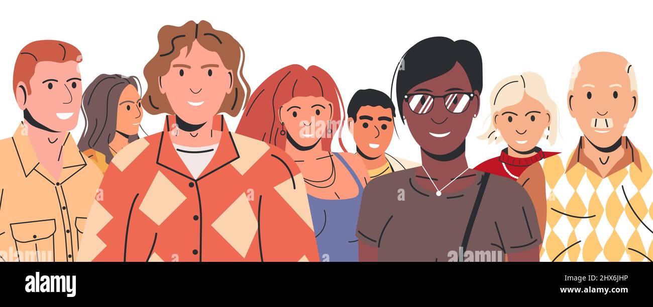Diverse Multicultural and Multiracial People Group Stock Vector Image ...