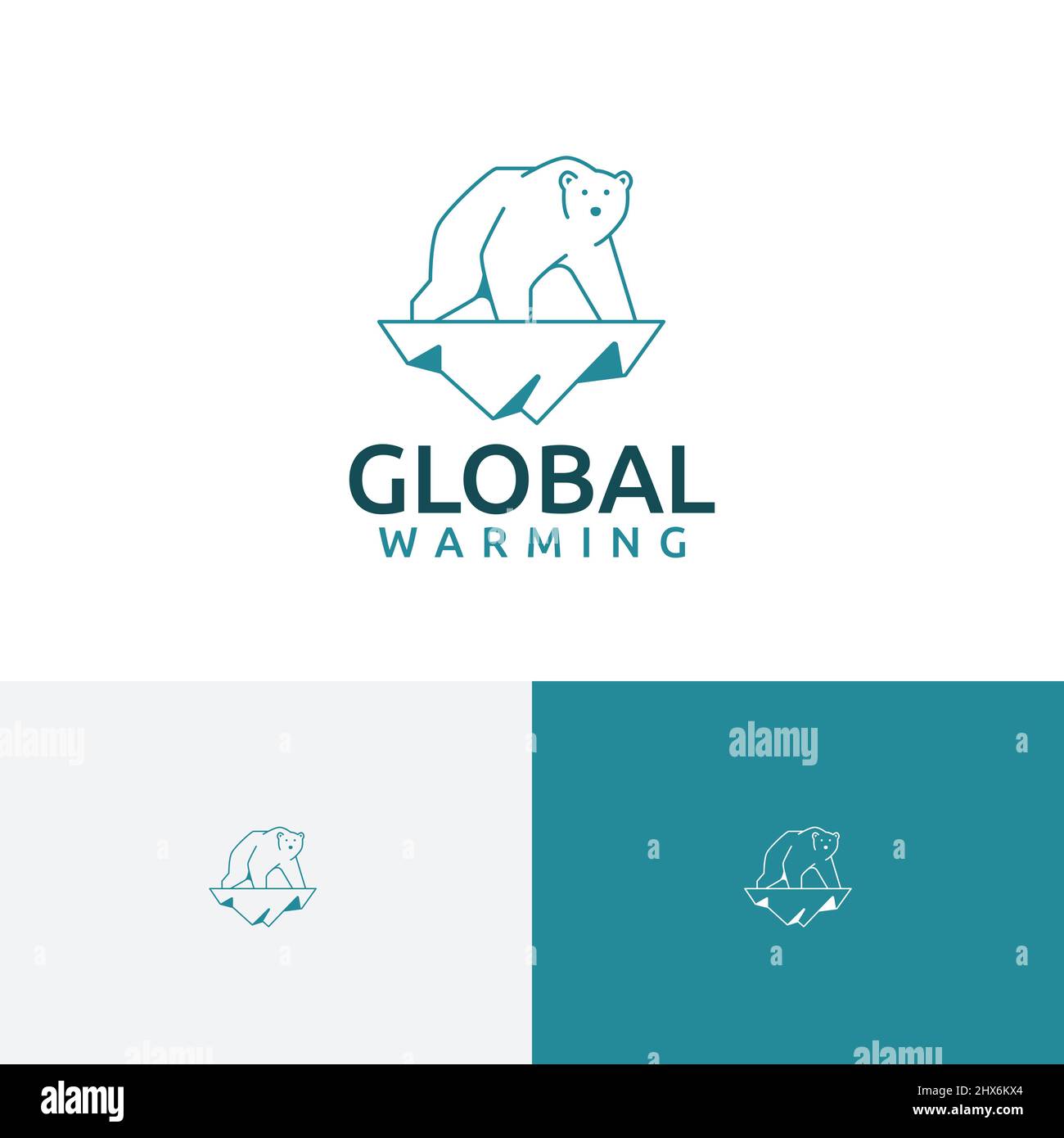 Global Warming Snow Ice Polar Bear Logo Template Stock Vector