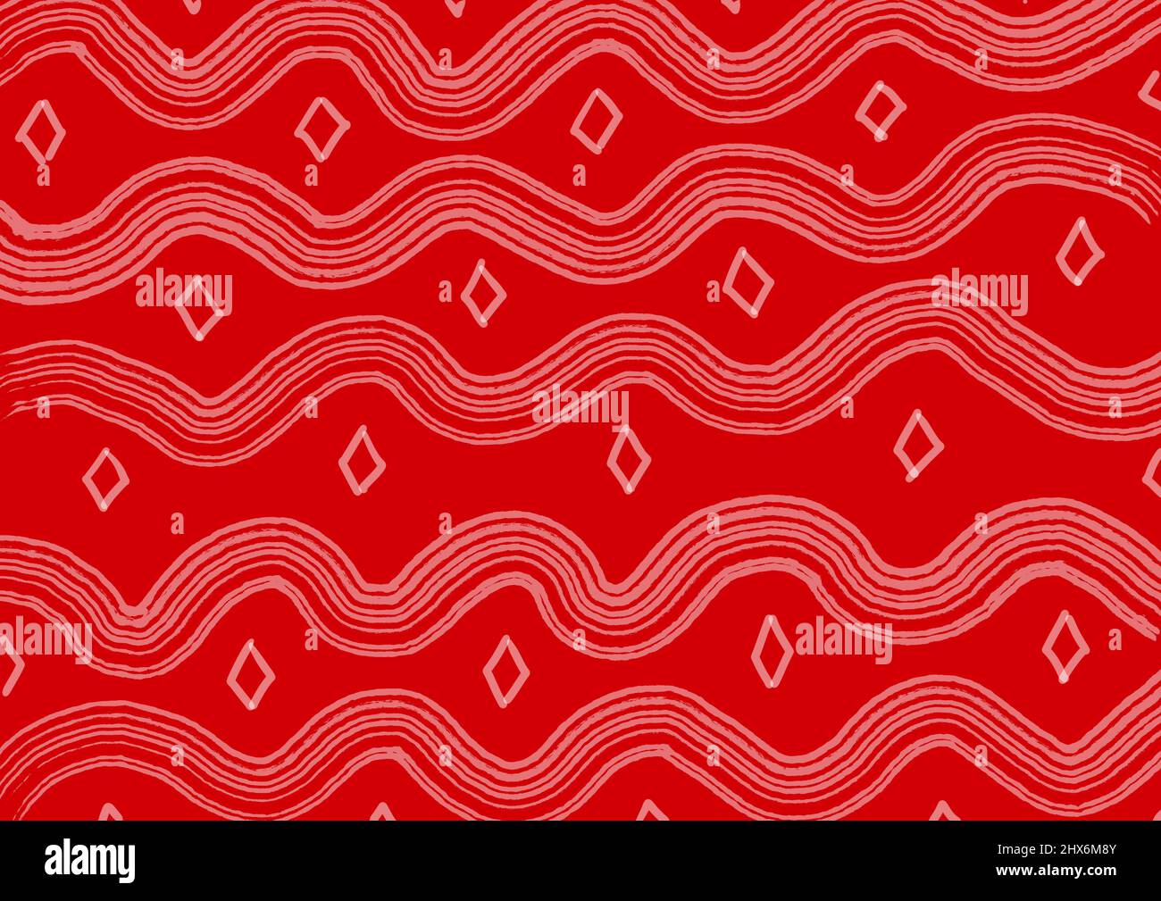 Abstract art background with red and white colors wavy lines. African ...