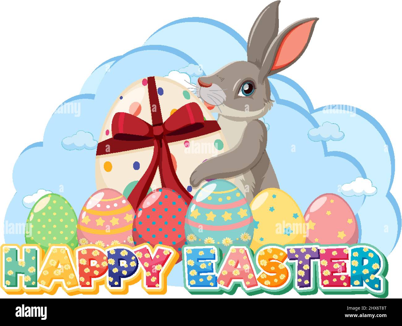 Happy Easter design with bunny and egg illustration Stock Vector Image ...