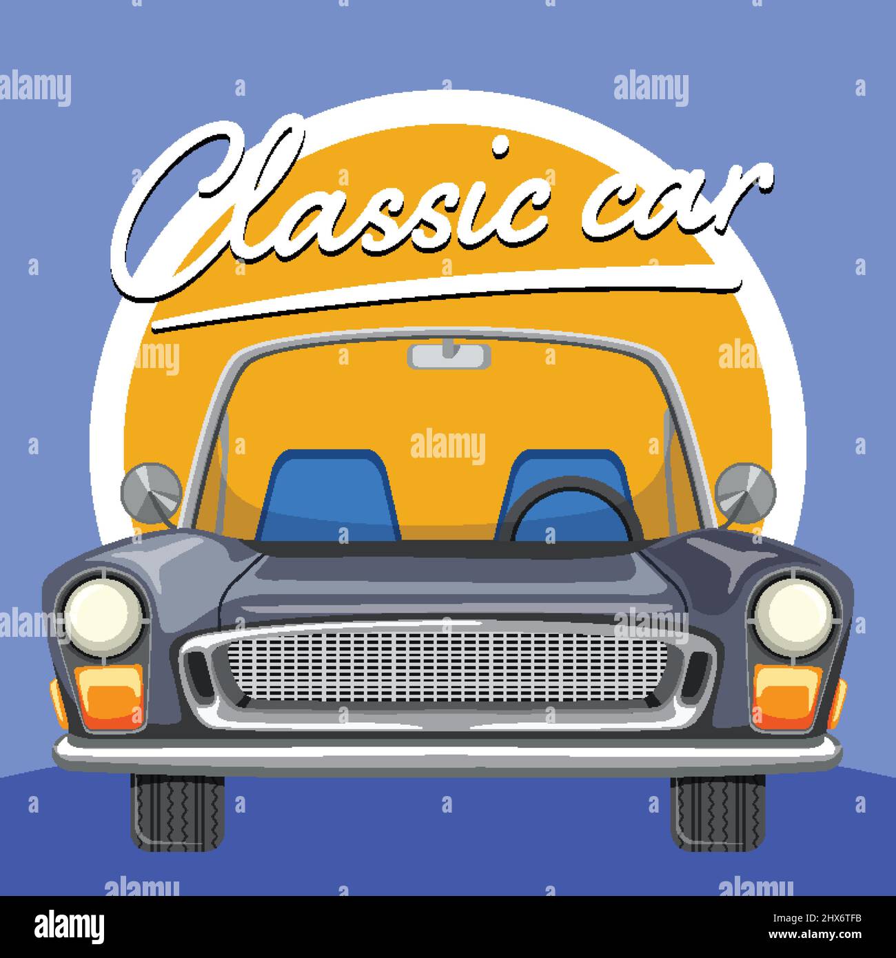 The classic car concept with old car front view illustration Stock ...