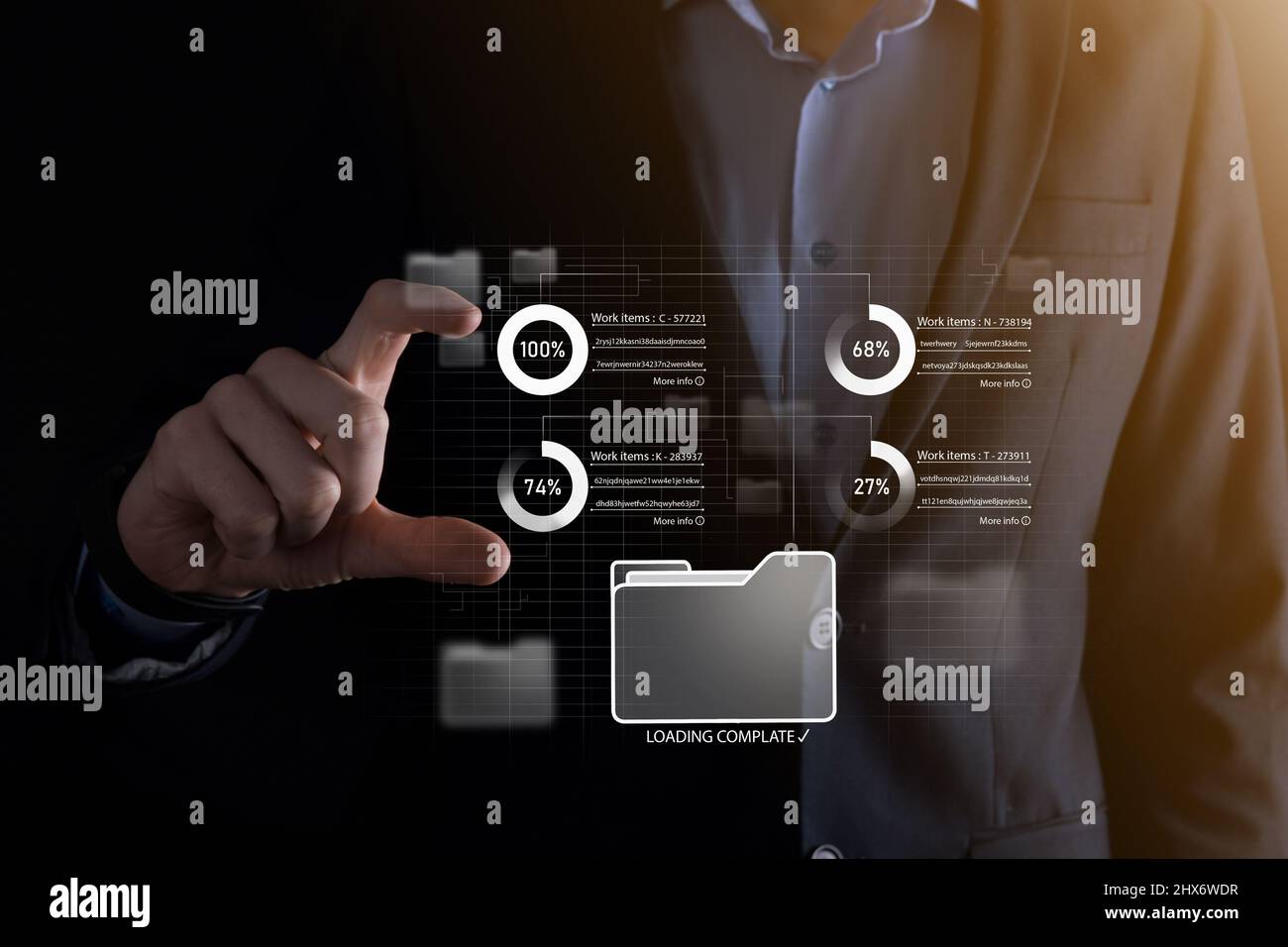 Business developer hand using board framework on virtual modern ...